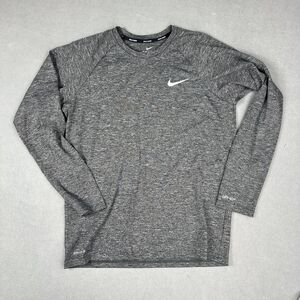 Nike Swim Shirt Mens S Gray Rash Guard Hydroguard Long Sleeve Surf Top UPF 40+